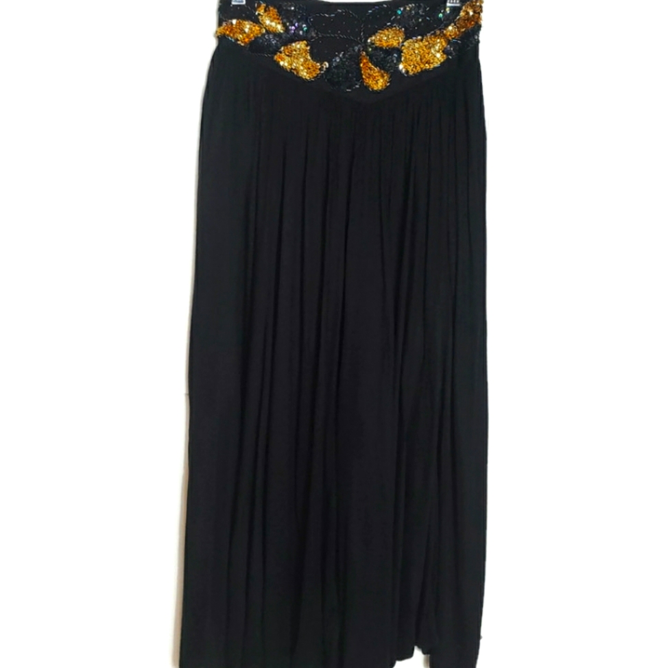 Vintage Thums Up Black Gypsy Skirt Sequin Waist S